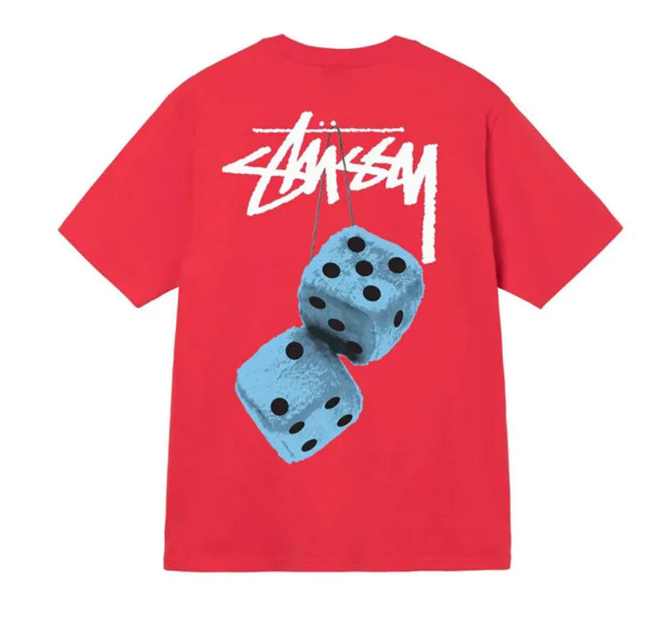 Stussy Fuzzy Dice Tee in Red