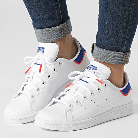 Adidas Stan Smith GS White Blue Neon Pink