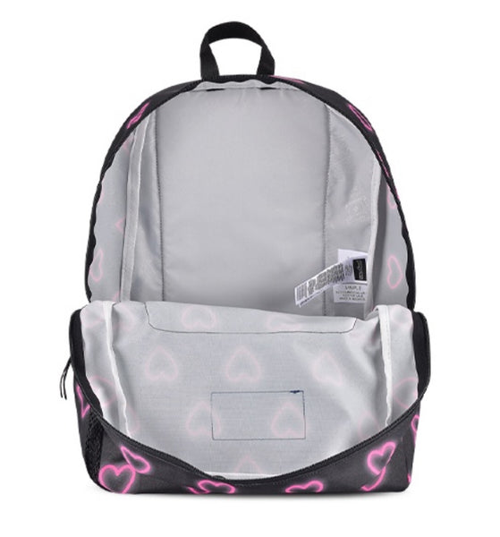 JanSport Cross Town Backpack in Happy Heart Black