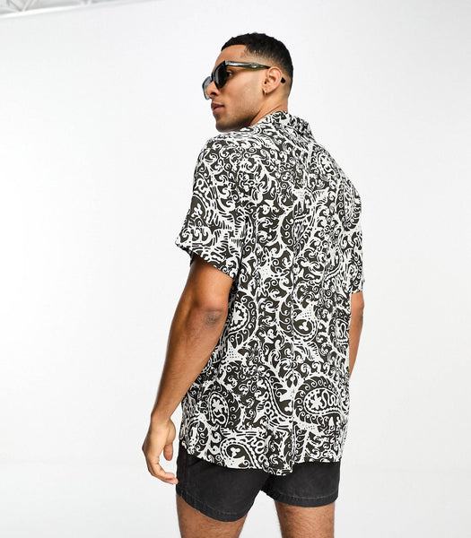 Asos Relaxed Revere Shirt in Paisley Print