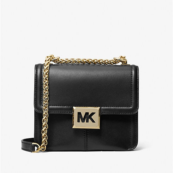 MK Sonia Small Leather Shoulder Bag in Black