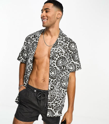 Asos Relaxed Revere Shirt in Paisley Print