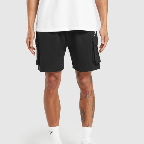 Gymshark Crest Cargo Shorts - Black