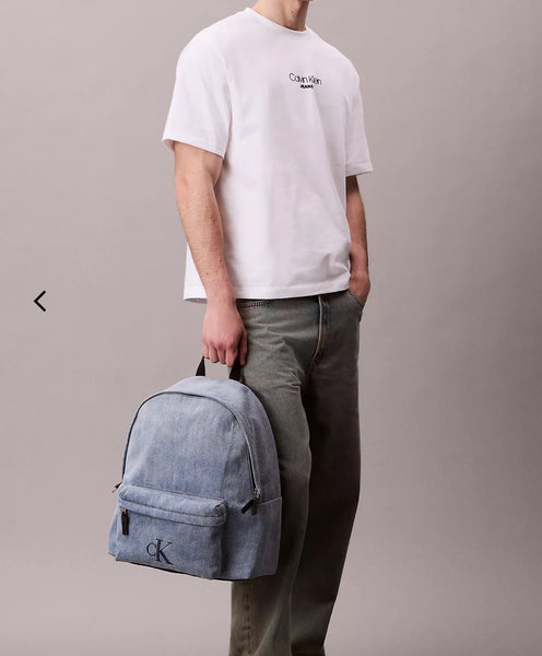 Calvin Klein Denim Monogram Logo Backpack
