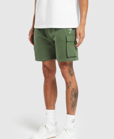 Gymshark Crest Cargo Shorts - Core Olive