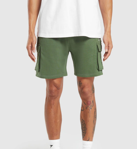 Gymshark Crest Cargo Shorts - Core Olive