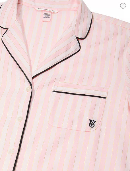 Victoria’s Secret Flannel Short Pajama Set in Pretty Blossom Multi Stripe