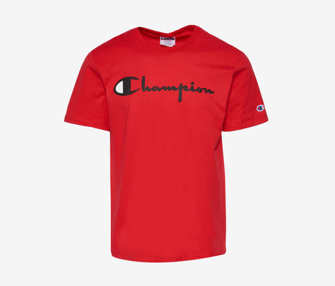 Champion Script Logo Tee in Red