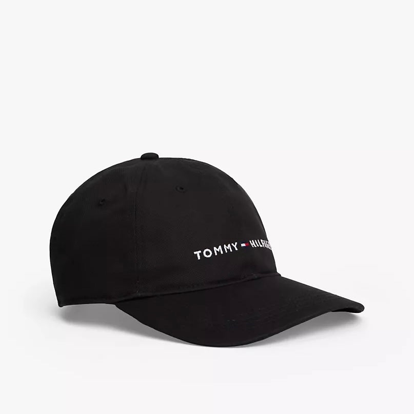 Tommy Embroidered Tommy Logo Baseball Cap in Deep Black