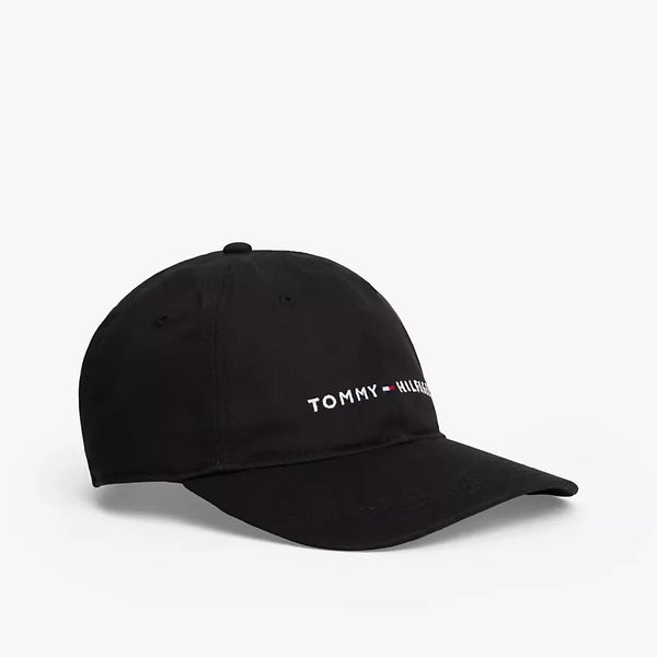Tommy Embroidered Tommy Logo Baseball Cap in Deep Black