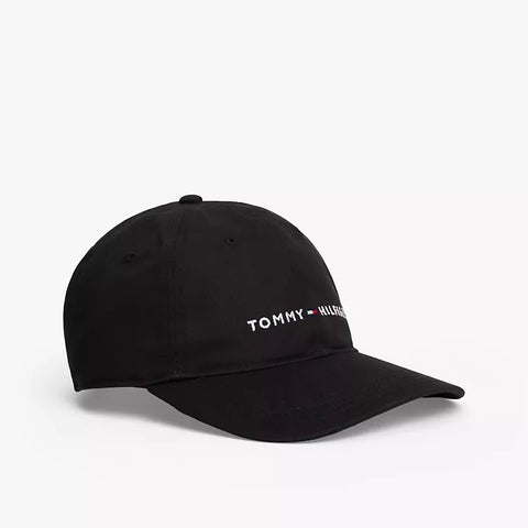 Tommy Embroidered Tommy Logo Baseball Cap in Deep Black