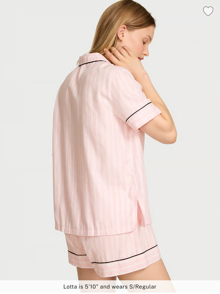 Victoria’s Secret Flannel Short Pajama Set in Pretty Blossom Multi Stripe