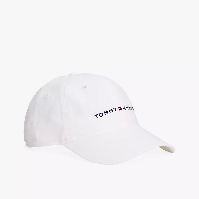 Tommy Embroidered Tommy Logo Baseball Cap in Bright White