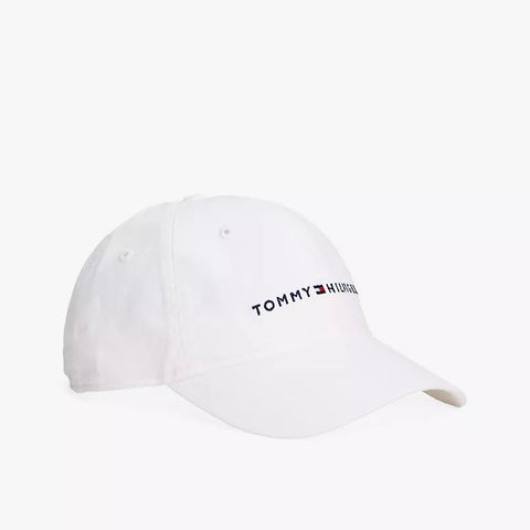 Tommy Embroidered Tommy Logo Baseball Cap in Bright White