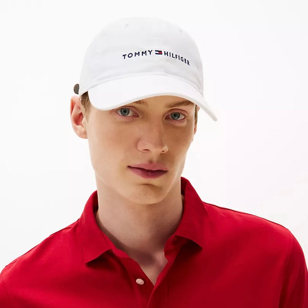 Tommy Embroidered Tommy Logo Baseball Cap in Bright White