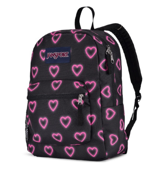 JanSport Cross Town Backpack in Happy Heart Black