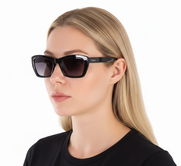 Ferragamo Salvatore Grey Rectangular Ladies Sunglasses
