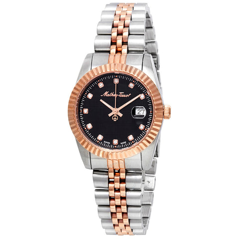 Mathey-Tissot Mathey III Quartz Crystal Black Dial Ladies Watch