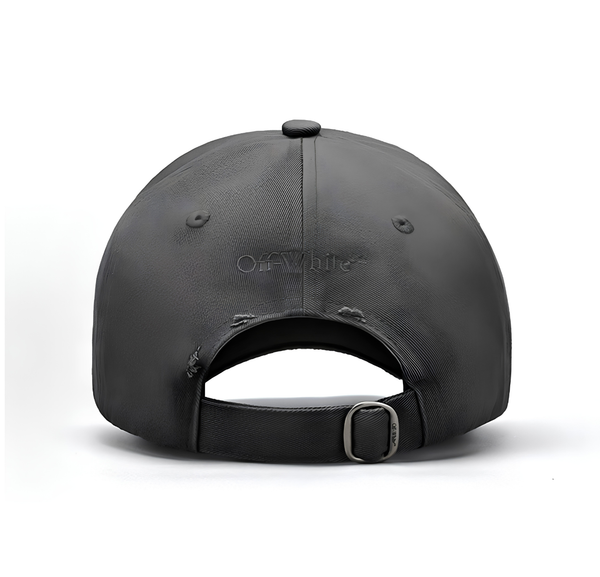 Off-White American Trendy Retro Distressed Baseball Cap in Washed Black
