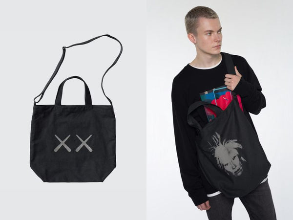 KAWS x UNIQLO x Warhol 2-Way Tote Bag in Black