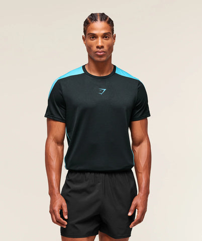 Gymshark Arrival Block Tshirt in Black Deep Petrol Blue