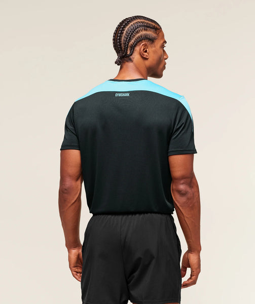 Gymshark Arrival Block Tshirt in Black Deep Petrol Blue