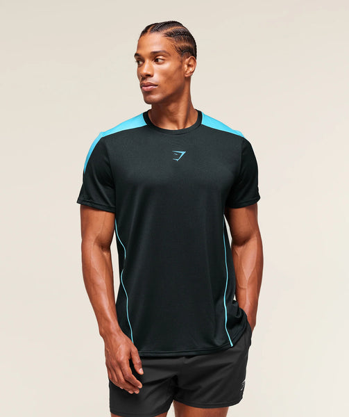 Gymshark Arrival Block Tshirt in Black Deep Petrol Blue