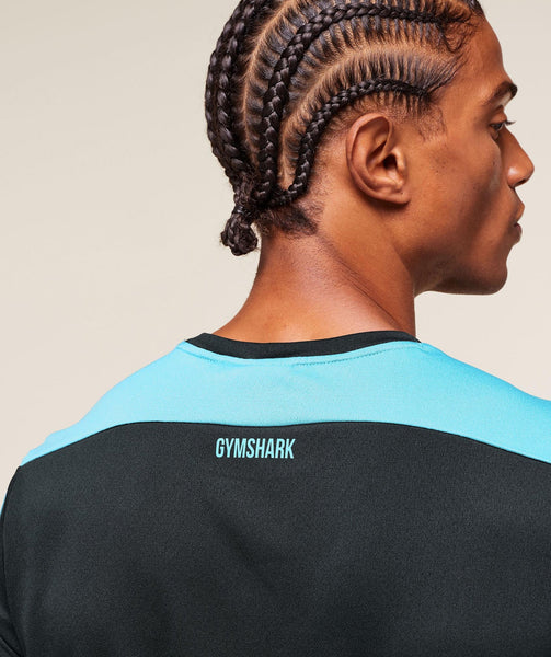 Gymshark Arrival Block Tshirt in Black Deep Petrol Blue