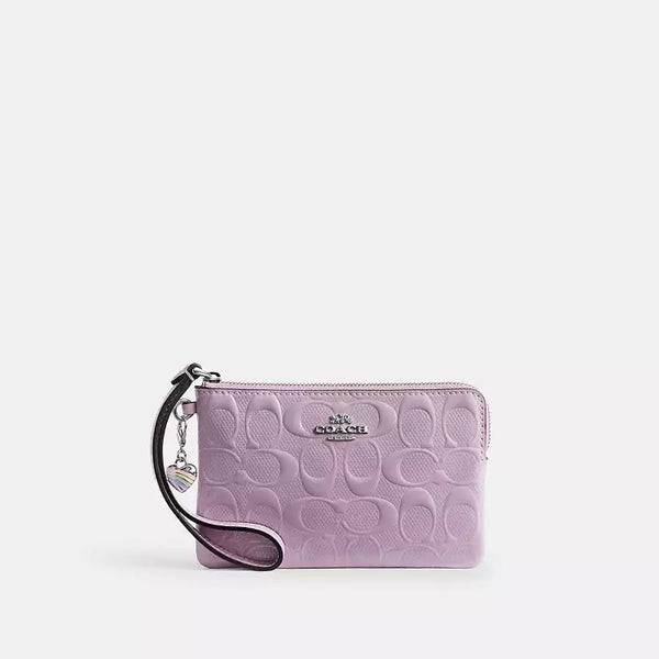 Coach Corner Zip Wristlet in Violet Silver
