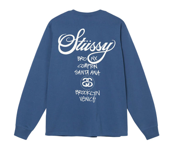 Stussy World Tour LS Tee in Midnight