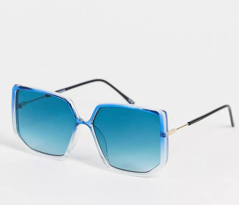 ASOS DESIGN frame 70s tubular sunglasses in blue - MBLUE