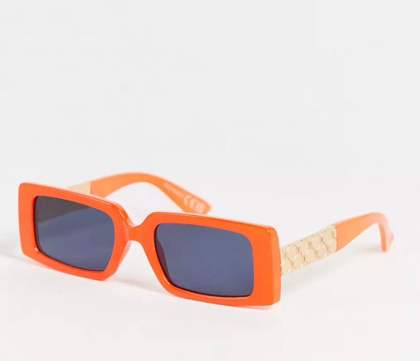 River Island rectangle sunglasses in orange