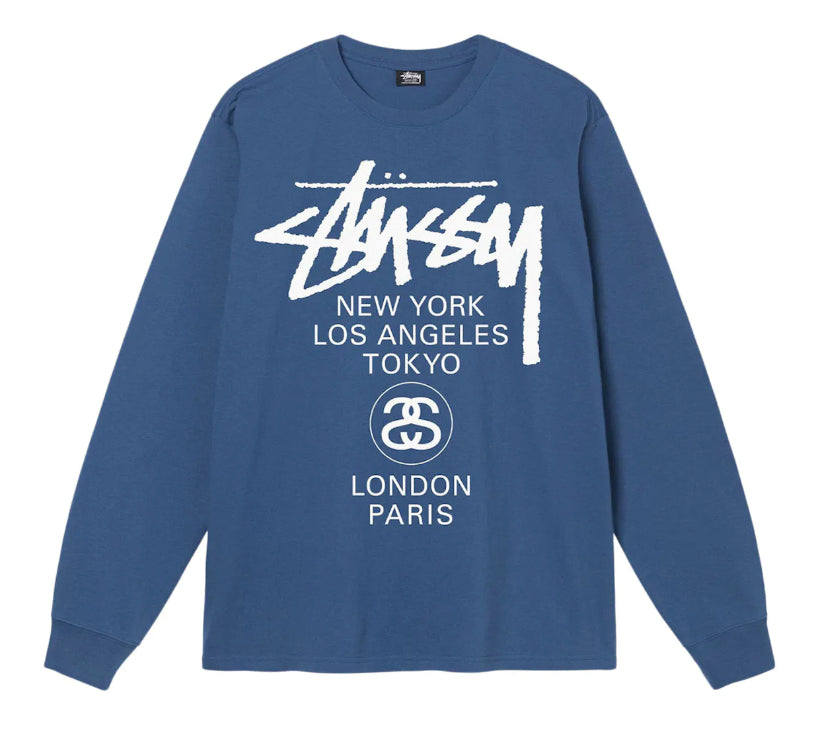 Stussy World Tour LS Tee in Midnight