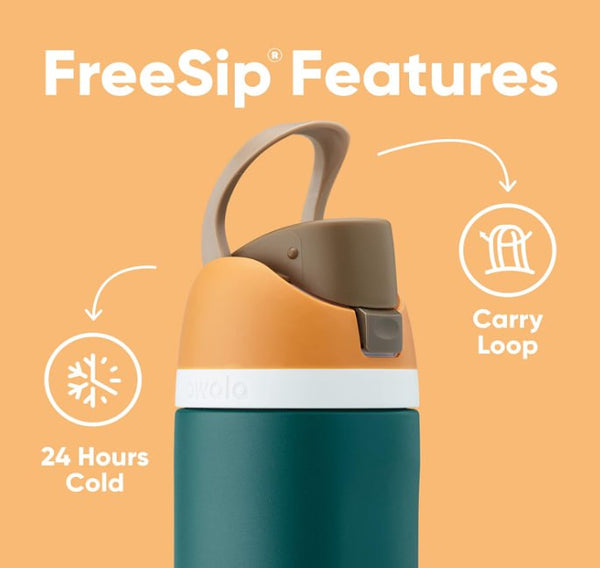 Owala FreeSip Insulated Stainless Steel Water Bottle with Straw, 24 Oz, in Boneyard
