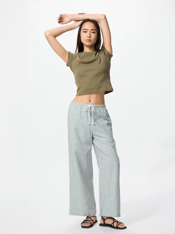 Uniqlo Linen blend Easy Striped Pants in Green