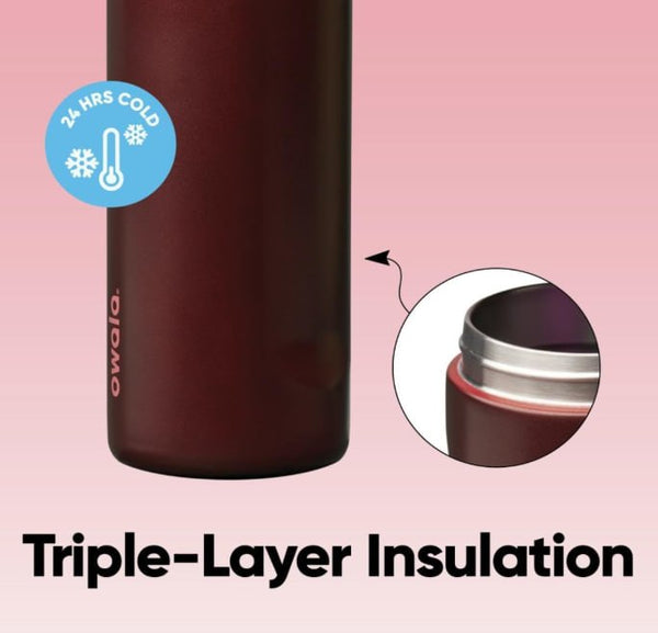Owala FreeSip Insulated Stainless Steel Water Bottle with Straw, 24 Oz, in Black Cherry