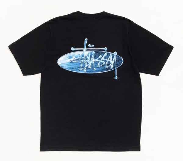 Stussy Wave Oval Tee in Black