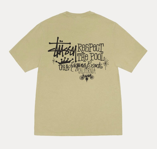 Stussy Respect The Pool Pigment Dyed Tee in ELM