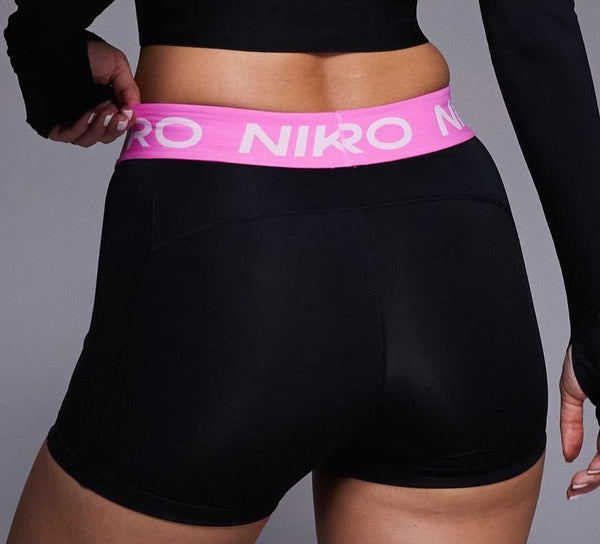 Nike Pro Training 3 inch shorts in black and pink