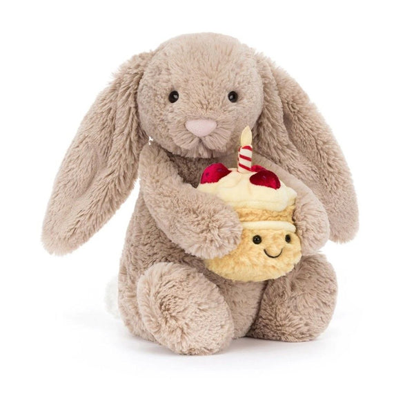Jellycat Bashful Beige Bunny 'Birthday' Medium