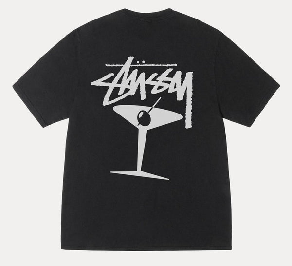 Stussy Martini Pigment Dyed Tee in Black