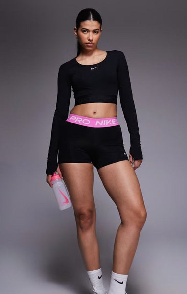 Nike Pro Training 3 inch shorts in black and pink