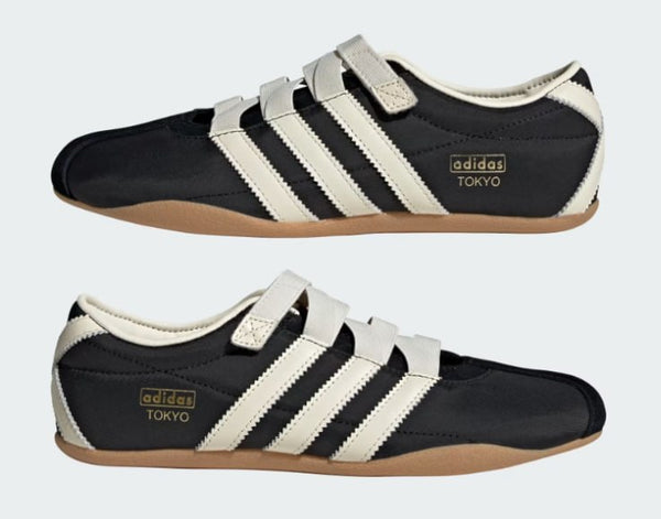 Adidas Tokyo Mary Jane Shoes in Core Black / Cream White / Gold Metallic