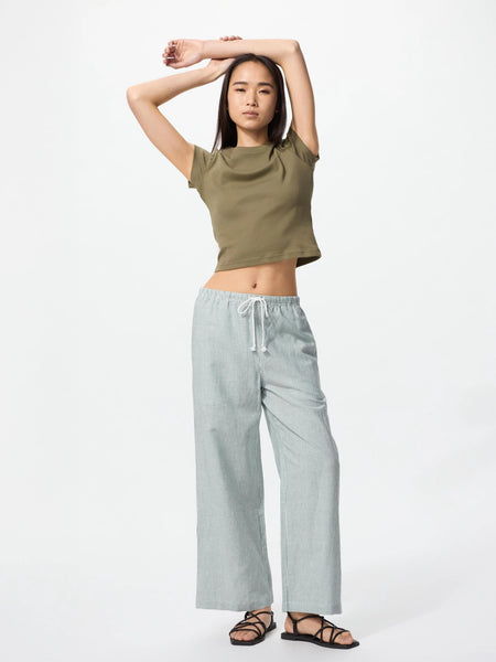 Uniqlo Linen blend Easy Striped Pants in Green