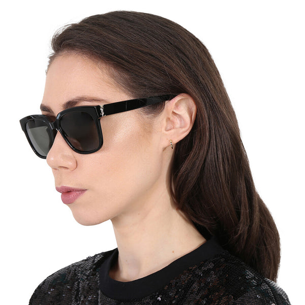 Saint Laurent Grey Square Ladies Sunglasses