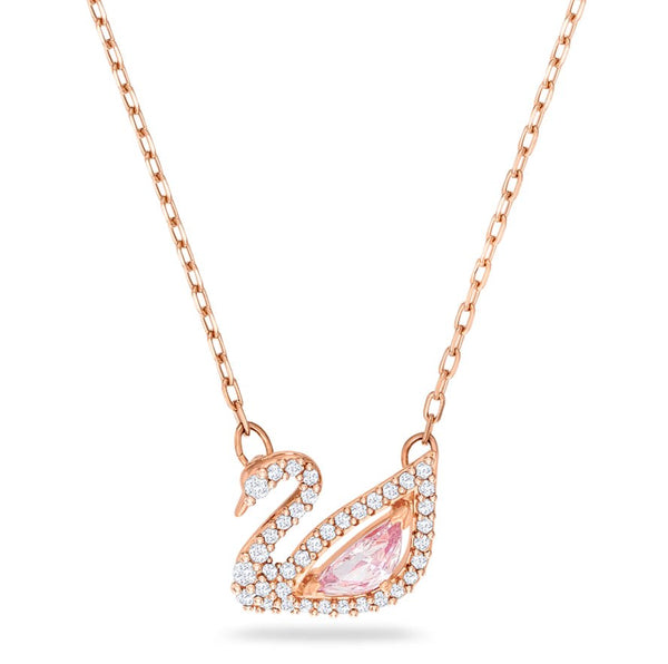 Swarovski Swan Necklace in Rose Gold