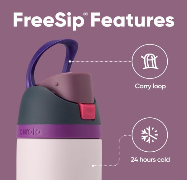 Owala FreeSip Insulated Stainless Steel Water Bottle with Straw for Sports, 24 oz, in Dreamy Field